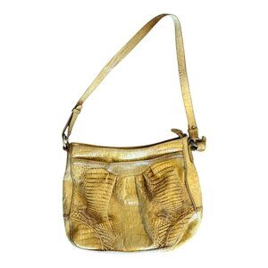 Brahmin Bag Women's Shoulder Purse Yellow Brown Multicolor Multiple Pockets